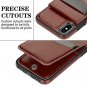 iPhone Xs Max Wallet Case Leather Debit Card License Protective Cover Brown