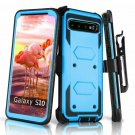 For Galaxy S10 Plus Case FullBody Rugged Holster Dual Layer Heavy Duty Blue
