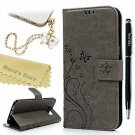 For Samsung Galaxy S7 Edge Case Leather Wallet Card Holders Fashion Pen Gray