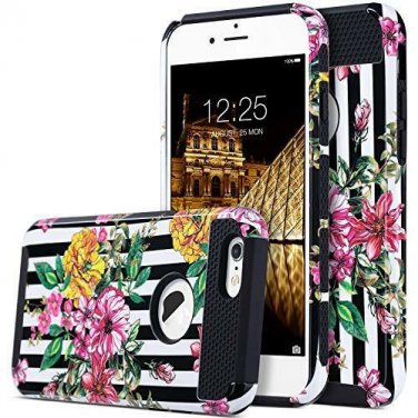 for iPhone 6/6S Case Slim Fit Hybrid Dual Layer Scratch Resistant  White Flower