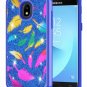 For Galaxy J7 2018 Case Defender Cover Dual Layer Soft TPU Bumber Feathers Blue