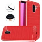 Galaxy J8 2018 Case Dretal Carbon Fiber Shock Resistant Brushed Texture Red