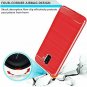 Galaxy J8 2018 Case Dretal Carbon Fiber Shock Resistant Brushed Texture Red
