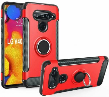 For LG V40 Thinq Case 2018 360 Degree Rotating Ring Holder with Kickstand Red