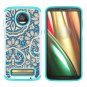 For Motorola Moto Z3 / Z3 Play case Heavy Duty Protective Silicone Blue Flower