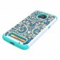 For Motorola Moto Z3 / Z3 Play case Heavy Duty Protective Silicone Blue Flower
