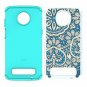 For Motorola Moto Z3 / Z3 Play case Heavy Duty Protective Silicone Blue Flower