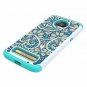 For Motorola Moto Z3 / Z3 Play case Heavy Duty Protective Silicone Blue Flower