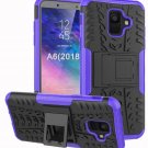 For Samsung Galaxy A6 Case Dual Layer Shockproof Wallet Slim Protective Purple