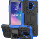 For Samsung Galaxy A6 Case Dual Layer Shockproof Wallet Slim Protective Blue