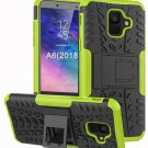 For Samsung Galaxy A6 Case Dual Layer Shockproof Wallet Slim Protective Green