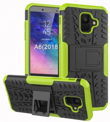 For Samsung Galaxy A6 Case Dual Layer Shockproof Wallet Slim Protective Green
