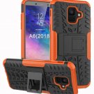 For Samsung Galaxy A6 Case Dual Layer Shockproof Wallet Slim Protective Orange