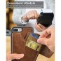 For iPhone 7/8 Plus Wallet Case PU Leather ZVEdeng Credit Card Slot Brown