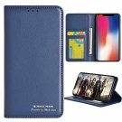 for iPhone X Leather Case Wallet Thin Protective Stand Flip Feature Cover Blue