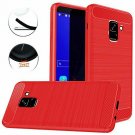 For Galaxy J6 Case Dretal Carbon Fiber Shock Resistant Brushed Texture Soft Red