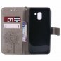 For Galaxy J6 2018 Case Cat Tree Pattern PU Leather Flip Wallet Kickstand Gray