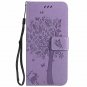 For Galaxy J6 2018 Case Cat Tree Pattern PU Leather Flip Wallet Lavender
