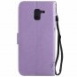 For Galaxy J6 2018 Case Cat Tree Pattern PU Leather Flip Wallet Lavender