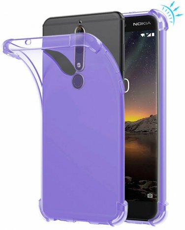 For Nokia 6.1 Case TPU Shock Absorption Technology Raised Bezels Purple