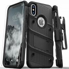 For iPhone Xs Max case Military Grade Drop Tested Holster Kickstand Black/Black