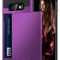 For Galaxy S10e Case Wallet Card Holder Slot Sliding Door Hidden Pocket Purple