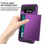 For Galaxy S10e Case Wallet Card Holder Slot Sliding Door Hidden Pocket Purple