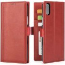 For iPhone Xs Max Wallet Case Leather Journal Series Italian  Grain Xplus Red