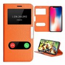 for iPhone X Leather Case View Stand Feature Ultra Thin Magnet Closure Orange