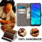 For Huawei P Smart Wallet Case 2019 PU Leather Magnetic Flip Cover Flower Grey