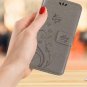 For Huawei P Smart Wallet Case 2019 PU Leather Magnetic Flip Cover Flower Grey