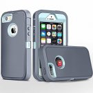 For iPhone 5/5s/SE Case TPU Combo Protective Defender Body Armor Grey/Light Blue