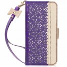 For Samsung Galaxy S10e Case Wallet Luxurious Carved Inside Mirror Purple