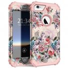 for iPhone 6/6S Case Heavy Duty Hard Plastic+Silicone Rubber Peony Flowers/Rose