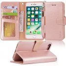 For iPhone 7/8 Wallet Case Leather Flip Cover Premium with Kickstand  Rosegold