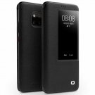 For Huawei Mate 20 Pro Case Slim Folio Genuine Leather with View Window Black