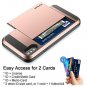 For iPhone Xs Max Case Wallet Card Holder Sliding Cover Credit Card Slot Rose