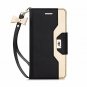 Samsung Galaxy S7 Edge Case Leather Wallet Flip Folio Mirror Wrist Strap Black