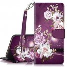 iPhone XS Max Case Hocase Leather Wallet Full Body Protective Burgundy Flowers