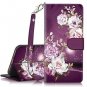 iPhone XS Max Case Hocase Leather Wallet Full Body Protective Burgundy Flowers