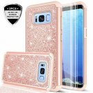 For Galaxy S8 Case 3D PET HD Screen Protector 2Pack Glitter Dual Layer Rose Gold