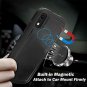 For iPhone XR Case Wallet Wireless Charger Detachable Vegan Leather Black