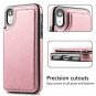 For iPhone XR Case Wallet Card Slots Shockproof Folio Flip Protective Rose Gold