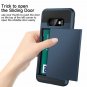 For Galaxy S10e Case Wallet Card Holder ID Slot Sliding Door Hidden Pocket Navy