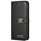 for iPhone 7/8 Case Genuine Leather Wallet Protective Stand Flip Premium Black