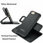 for iPhone 7/8 Case Genuine Leather Wallet Protective Stand Flip Premium Black