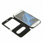 For Samsung Galaxy S7 Case Dual Window Magnetic Closure Twill PU Leather Black