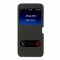For Samsung Galaxy S7 Case Dual Window Magnetic Closure Twill PU Leather Black
