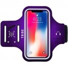 Cell Phone Armband Case Water Resistant with Adustable Elastic Band & Key Purple