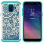 For Samsung Galaxy A6 Case Shock Absorption Dual Layer Heavy Duty Blue Flower